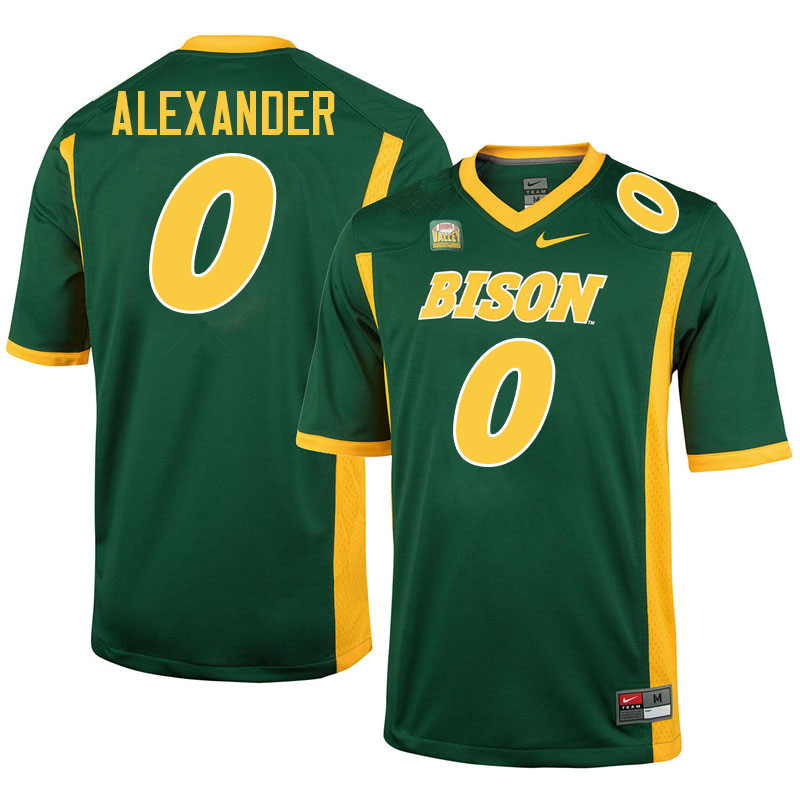 North Dakota State Bison #0 Jaquise Alexander College Football Jerseys Stitched-Green